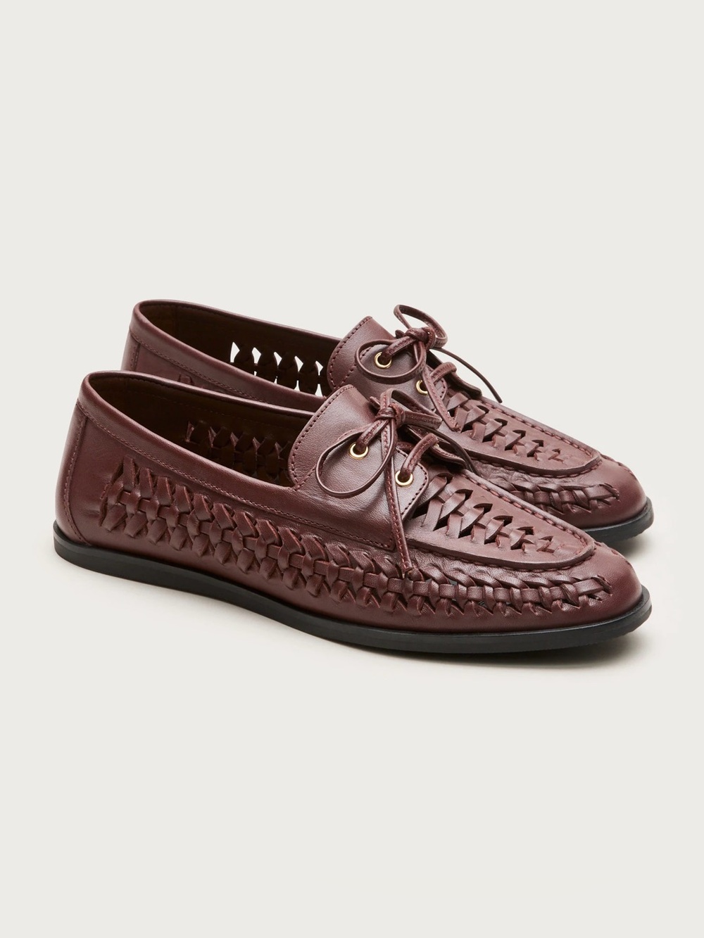 J.Crew NWT Woven Leather Boat Shoes 8 Smoked Walnut Brown Flats